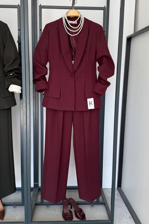Şal Yaka Kloş Ceket Bordo