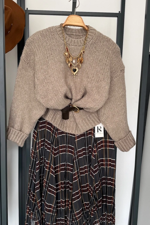 Uzun Kollu Kazak Açık Vizon