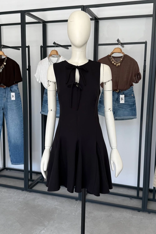 Volanlı Elbise Siyah