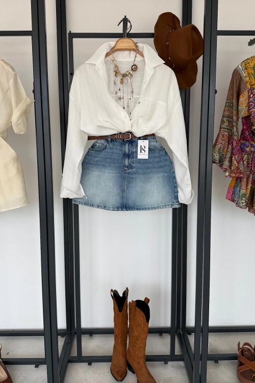 ZR Denim Etek Mavi