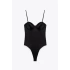 Black Satin Bodysuit with Elevator Strap