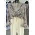 Spotted Leopard V-Neck Satin Shirt