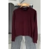 Crew Neck Plain Sweater Bordo