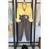 Kemerli Keten Pantolon Gri