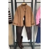 Kroşetalı Kıvırak Peluş Ceket Camel