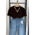 Oversize Bisiklet Yaka Kısa Kol T-Shirt Kahverengi