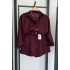 Premıum Oversize Keten Gömlek Bordo