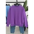 Ribbed Hooded Sweatshirt Purple