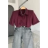 Vatkalı Polo Yaka T-Shirt Bordo