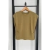 Yandan Pile Detaylı T-Shirt Olive