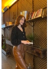 Bs Wide Leg Leather Trousers