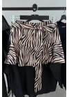 Zebra Desen Kuşaklı Şort Etek
