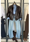 1004 Wide Leg Yıkamalı Jean Mavi