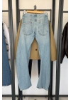1004 Wide Leg Yıkamalı Jean Mavi