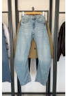 1004 Wide Leg Yıkamalı Jean Mavi