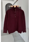 11 Düğmeli Oversize Kazak Bordo