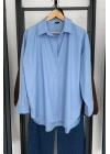 Bs Oversize Poplin Gömlek Mavi