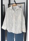 Bs Çiçek Nakışlı Gömlek Beyaz