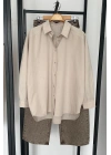 Bs Oversize Poplin Gömlek Taş
