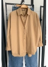 Bs Oversize Poplin Gömlek Camel