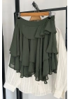 Fırfırlı Mini Şifon Etek Yeşil