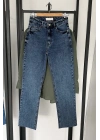 Regular Fit Kesik Paça Jean Mavi Yıkamalı