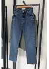 Regular Fit Kesik Paça Jean Mavi Yıkamalı
