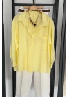 Tek Cep Oversize Gömlek Sarı