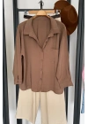 Tek Cep Oversize Gömlek Camel
