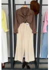 Tek Cep Oversize Gömlek Camel