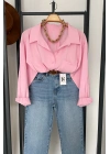 Tek Cep Oversize Gömlek Pembe