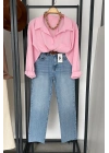 Tek Cep Oversize Gömlek Pembe