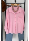 Tek Cep Oversize Gömlek Pembe