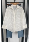 Çiçek Nakışlı Gömlek Beyaz
