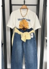 Tropicana Baskılı T-Shirt Ekru