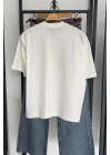 Kurdela Baskılı T-Shirt Ekru
