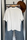 Punch Baskılı T-Shirt Ekru