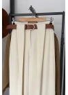 Kendinden Kemerli Kumaş Pantolon Ekru