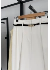 Kemerli Düz Paça Pantolon Beyaz