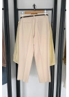 Kemerli Düz Paça Pantolon Bej