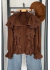 Siena Vintage Fırfır Gömlek Kahverengi