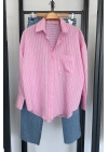 Beyaz Çizgili Pembe Gömlek Pembe