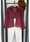 Balon Kol Dökümlü Gömlek Bordo