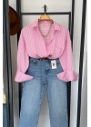 Beyaz Çizgili Pembe Gömlek Pembe