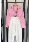 Beyaz Çizgili Pembe Gömlek Pembe