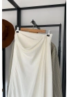 Luna Drape Detaylı Etek Beyaz