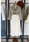 Luna Drape Detaylı Etek Beyaz