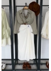 Luna Drape Detaylı Etek Beyaz
