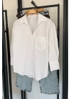 Tek Cepli Oversize Gömlek Beyaz