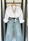Tek Cepli Oversize Gömlek Beyaz